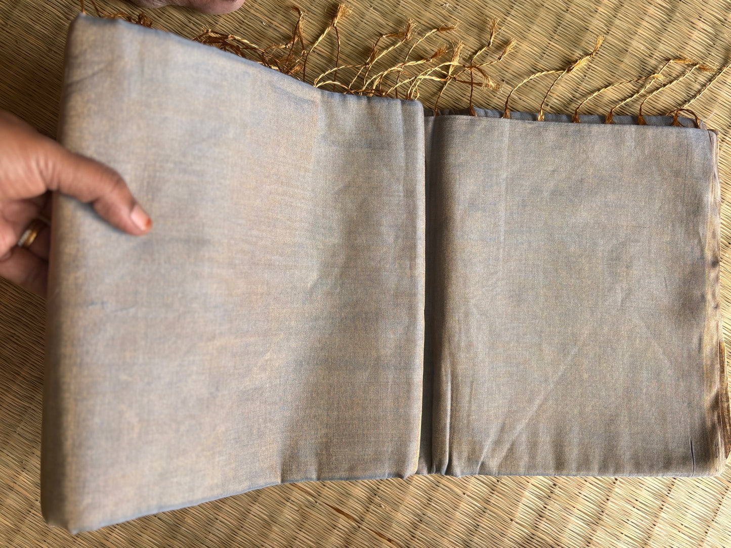 Powder Blue Plain Tissue Maheshwari Saree
