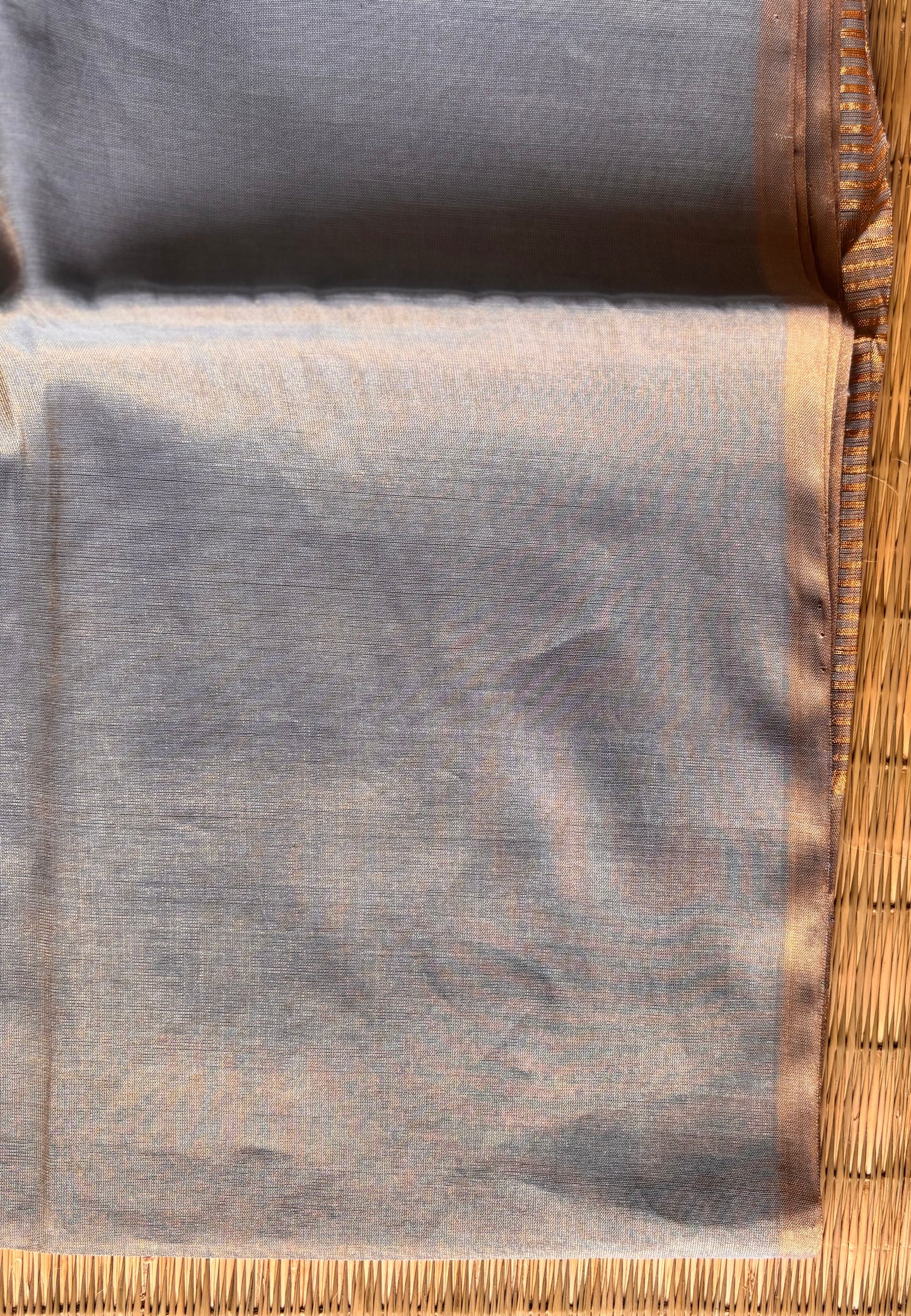 Powder Blue Plain Tissue Maheshwari Saree