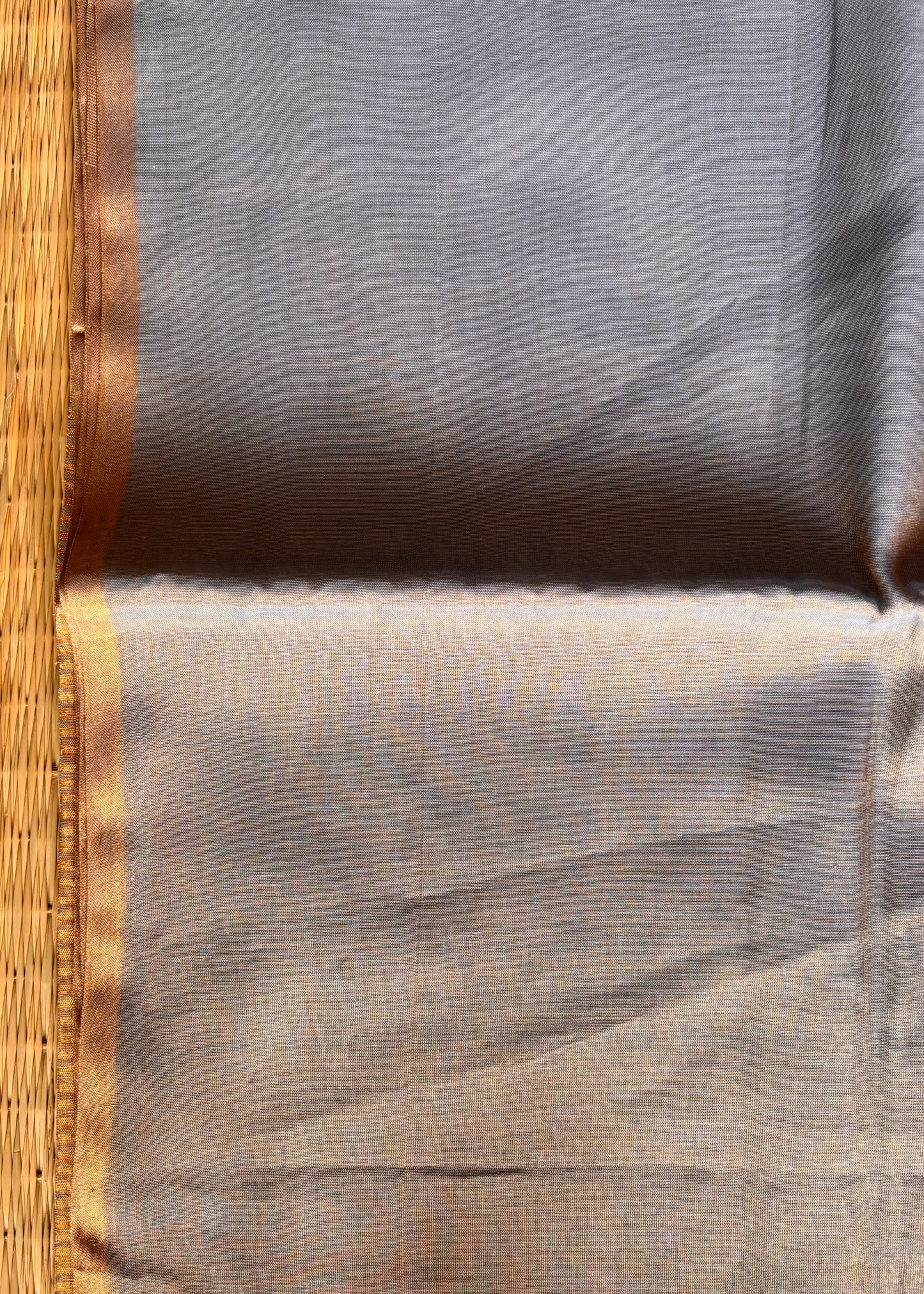 Powder Blue Plain Tissue Maheshwari Saree