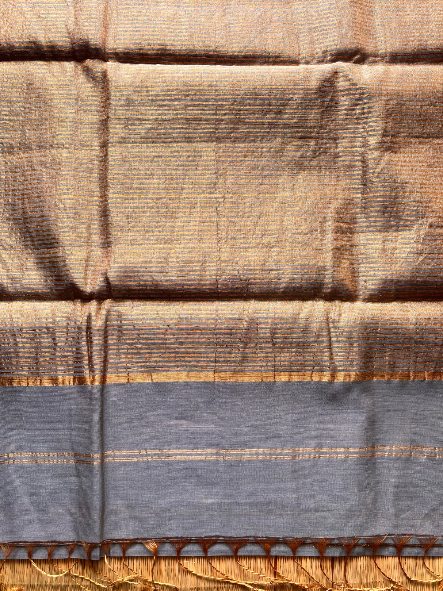 Powder Blue Plain Tissue Maheshwari Saree