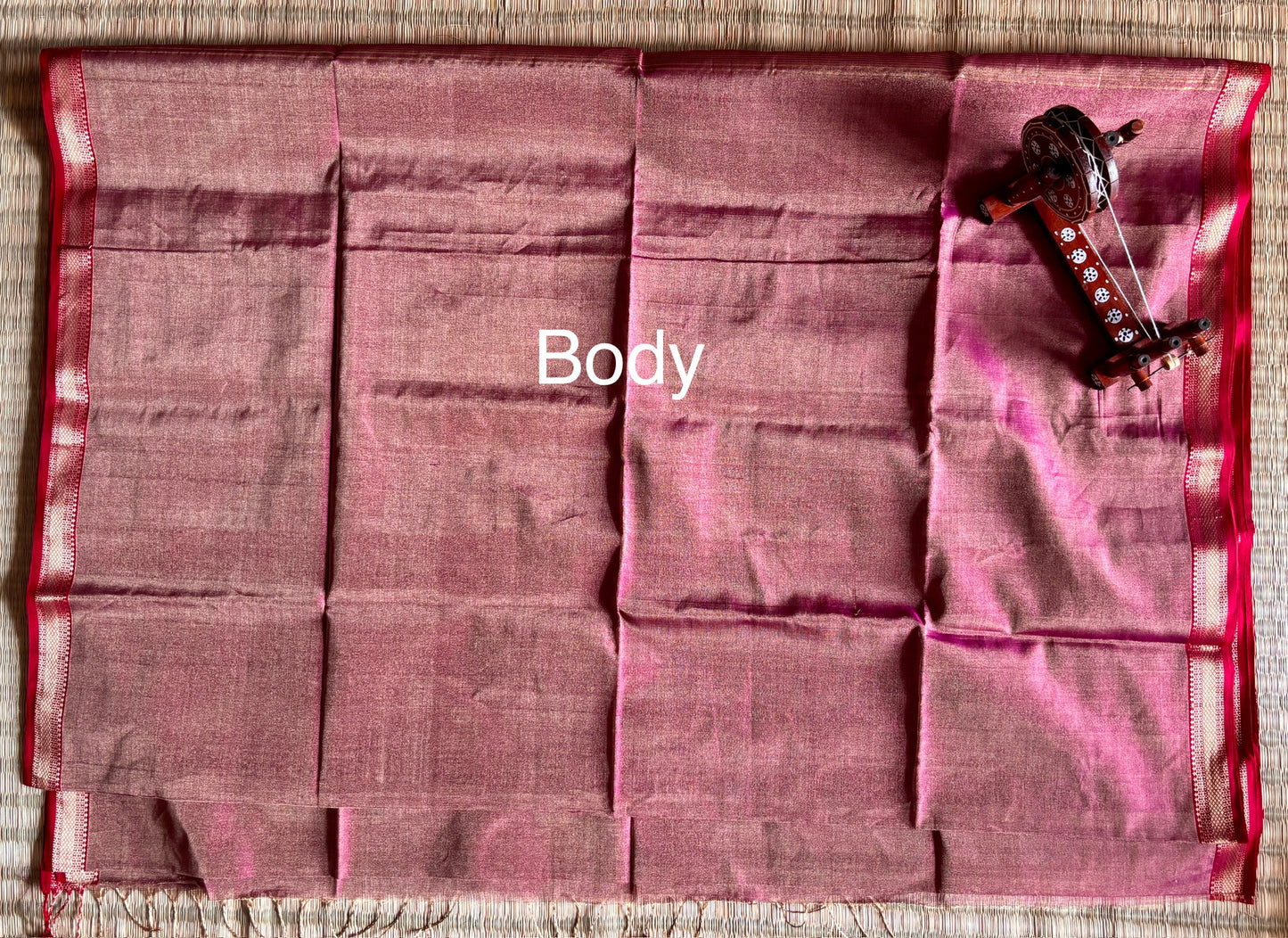 Rani Pink Pure Tissue Maheshwari Saree