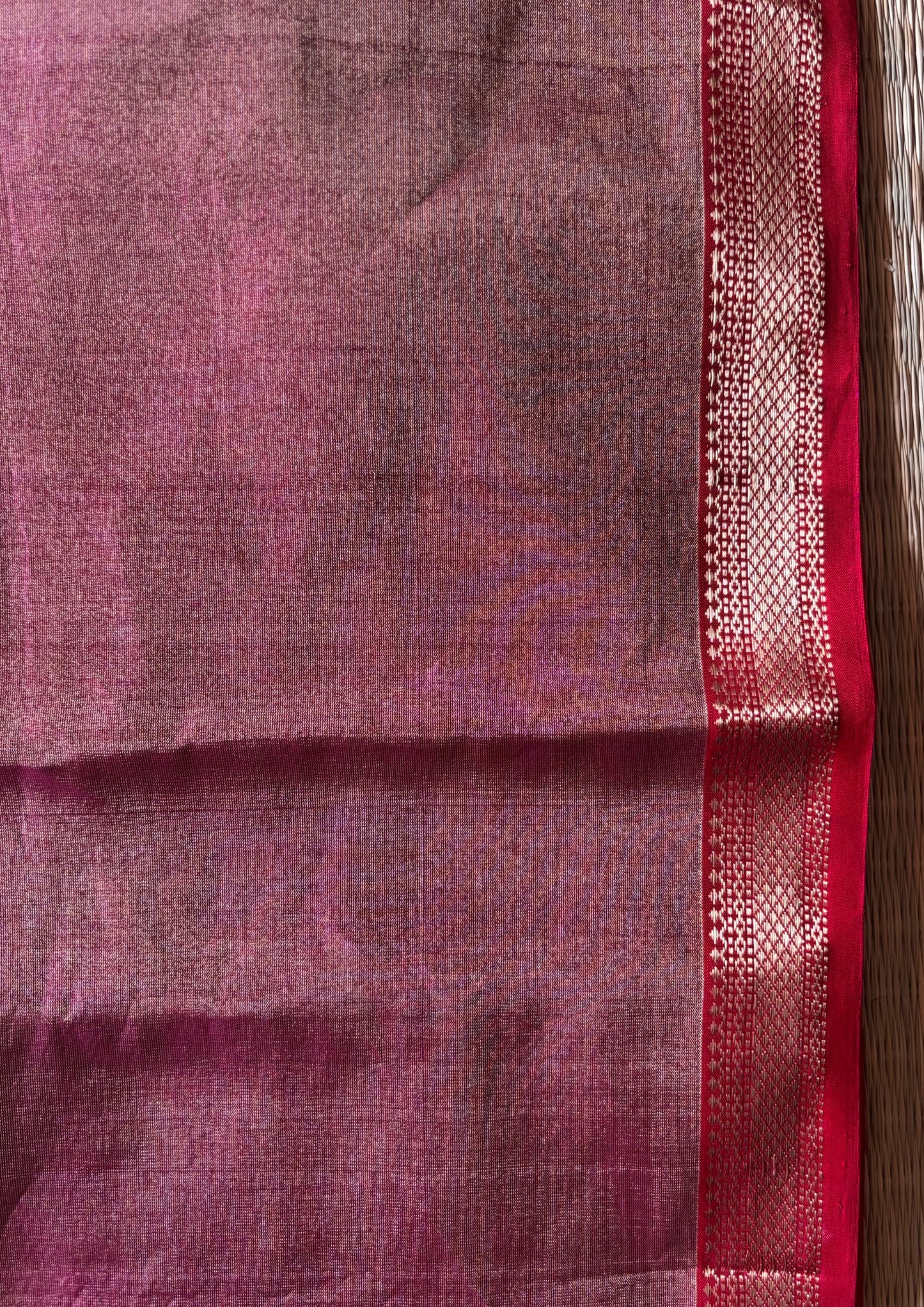 Rani Pink Pure Tissue Maheshwari Saree