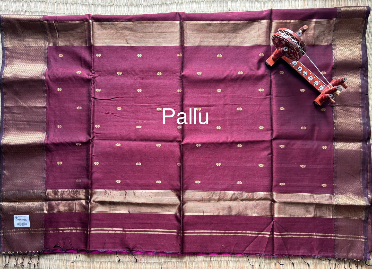 Maroon Maheshwari Saree with Heavy Zari Border