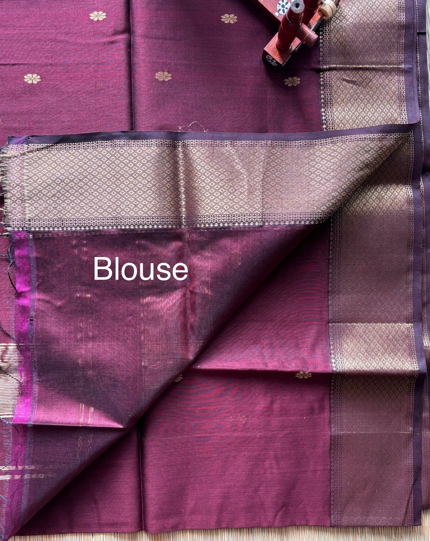 Maroon Maheshwari Saree with Heavy Zari Border