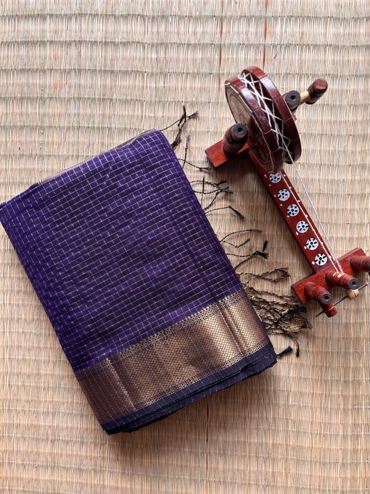 Royal Blue Maheshwari Tissue Saree