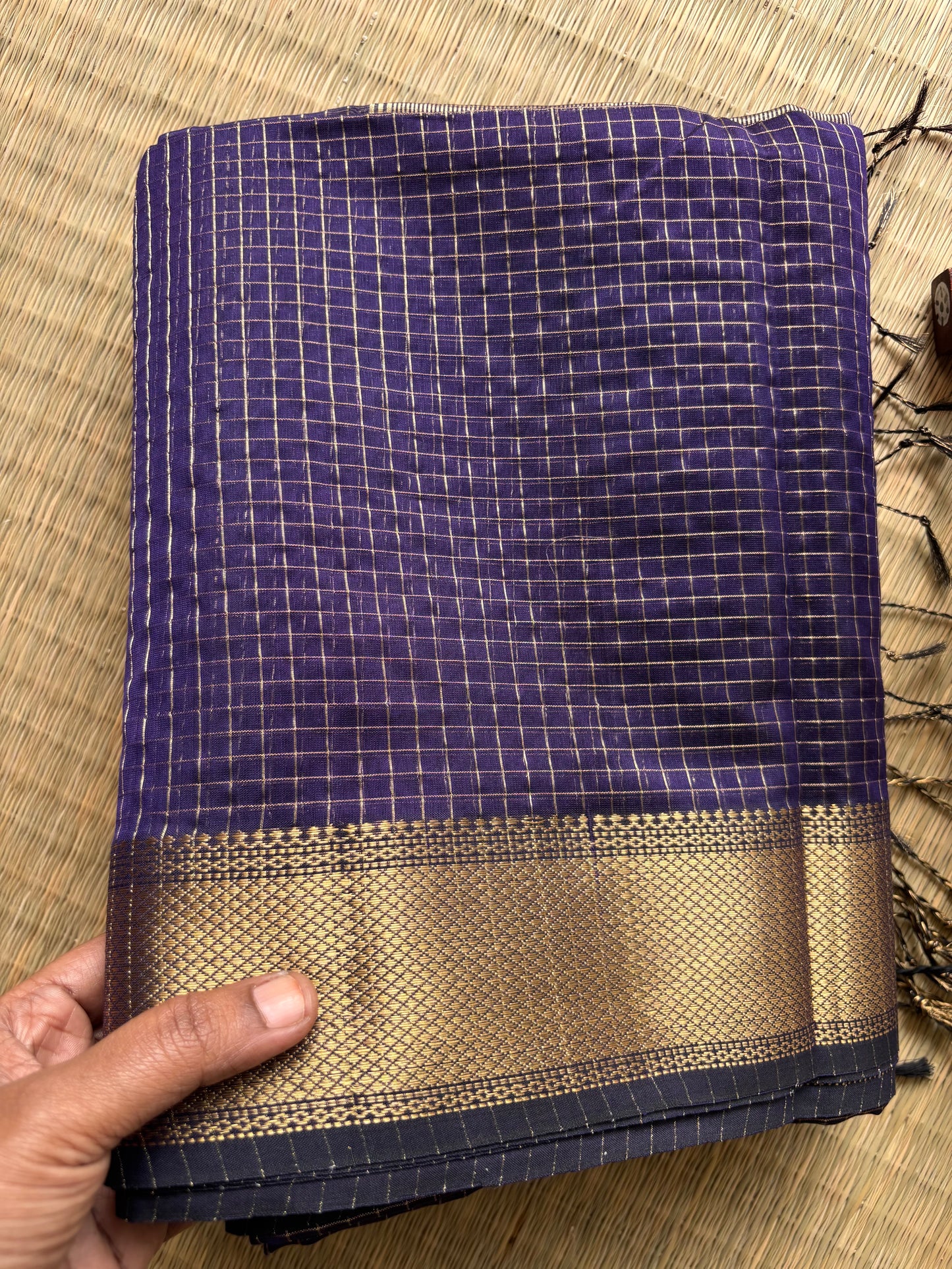 Royal Blue Maheshwari Tissue Saree