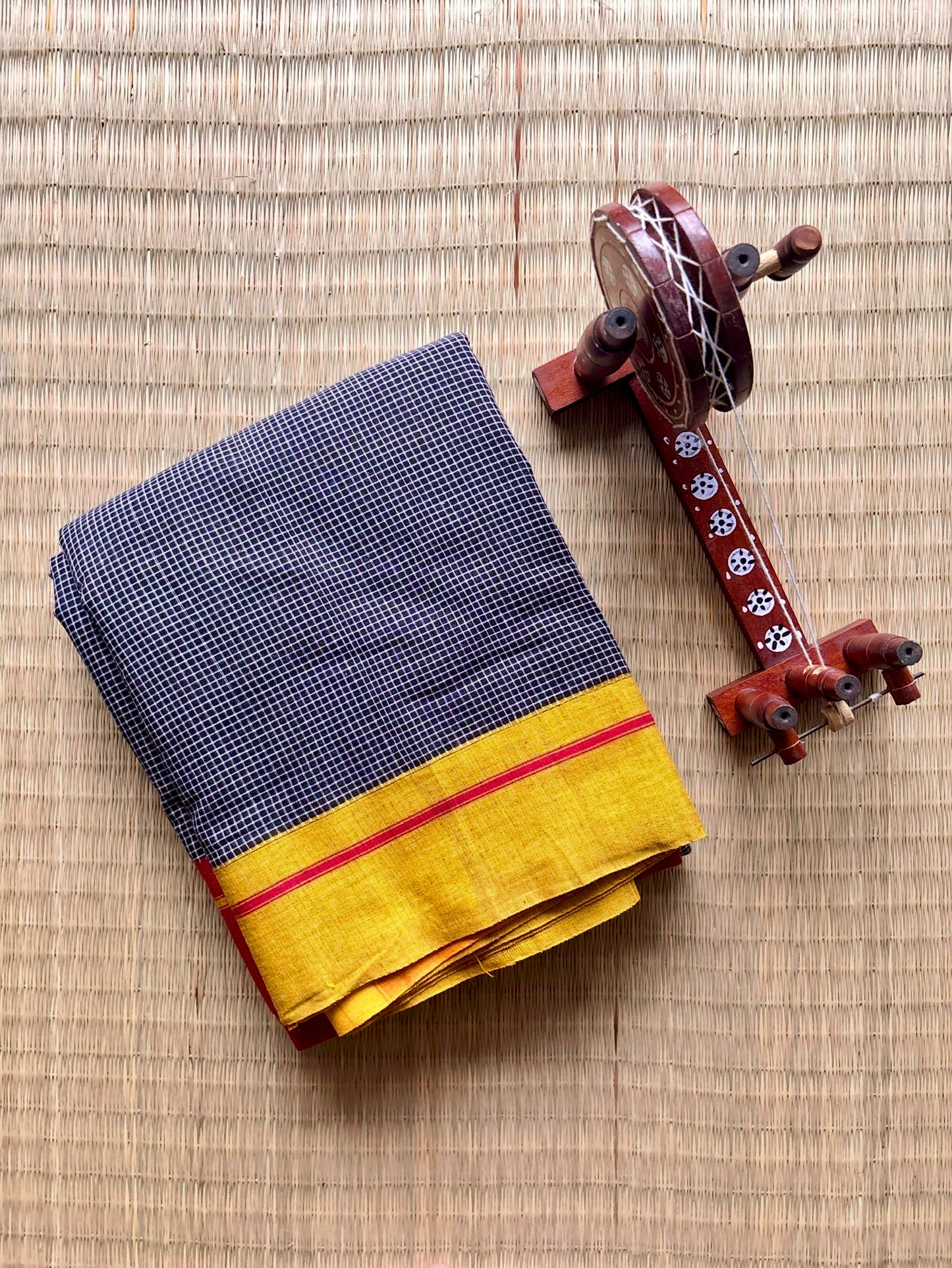 Yellow & Red Patteda Anchu Cotton Handloom Saree
