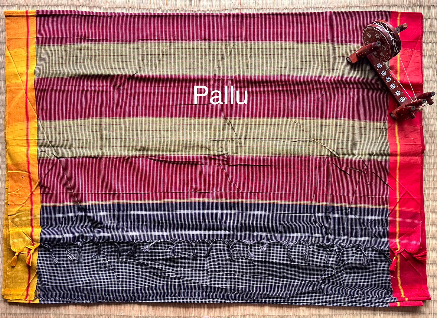 Yellow & Red Patteda Anchu Cotton Handloom Saree