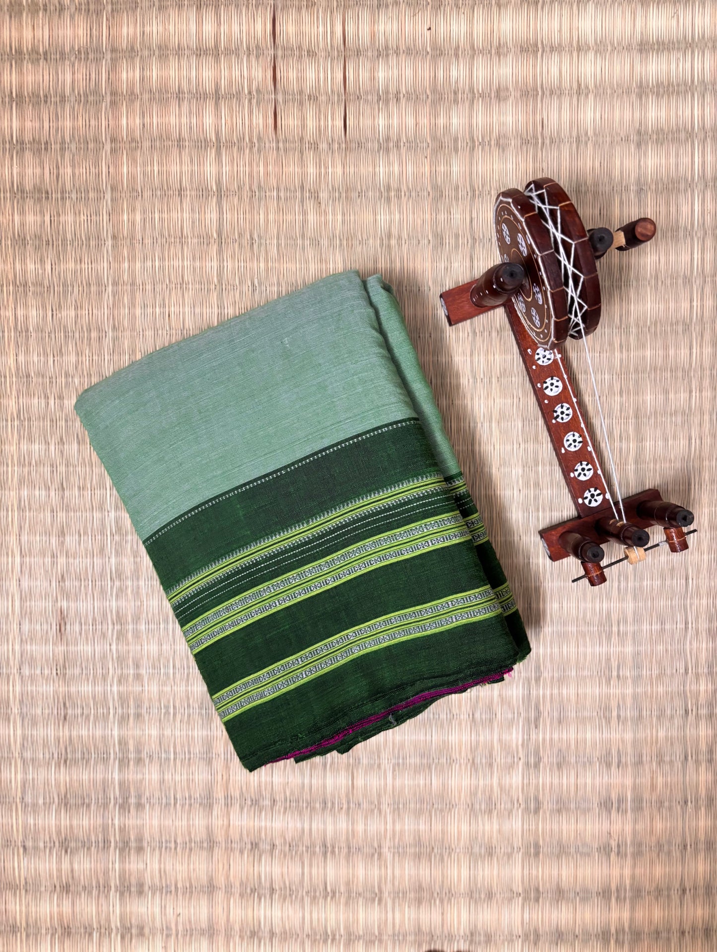 Sage and Forest Green Handloom Ilkal Saree
