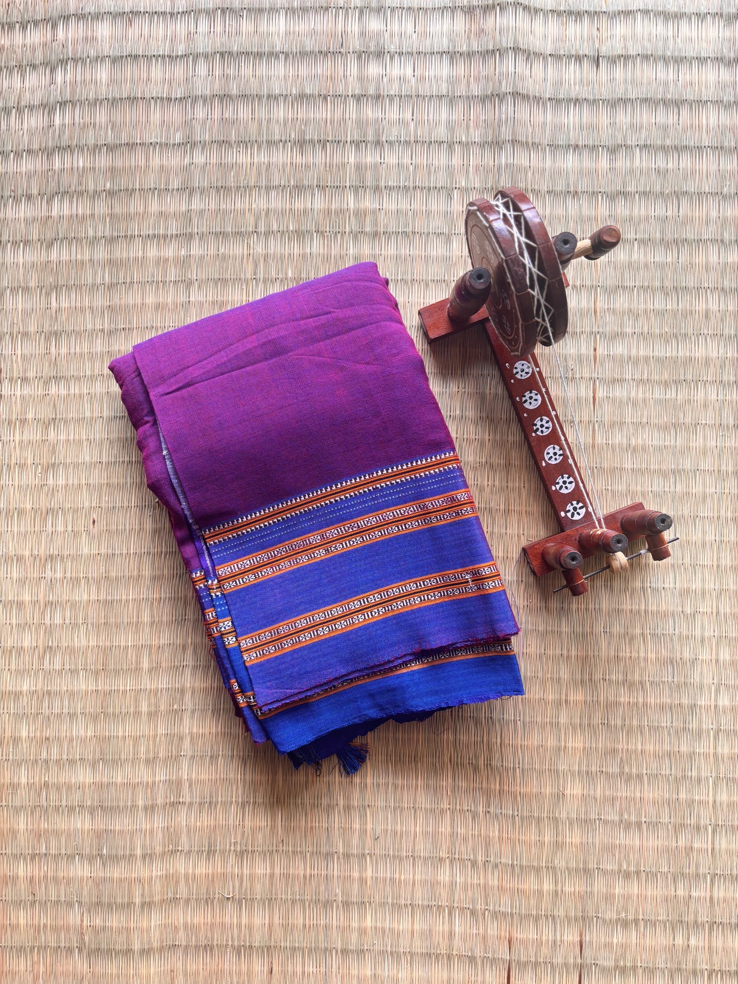 Magenta and Blue Handloom Ilkal Saree