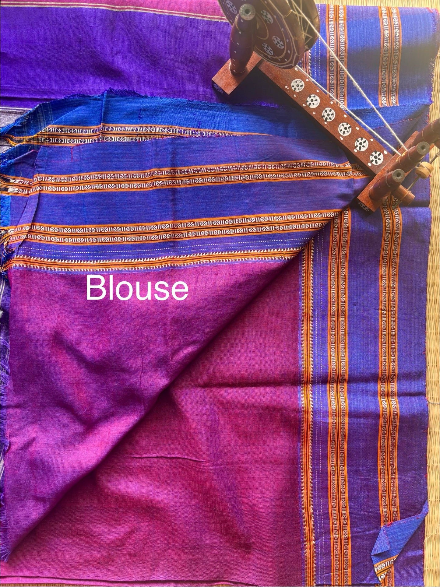 Magenta and Blue Handloom Ilkal Saree