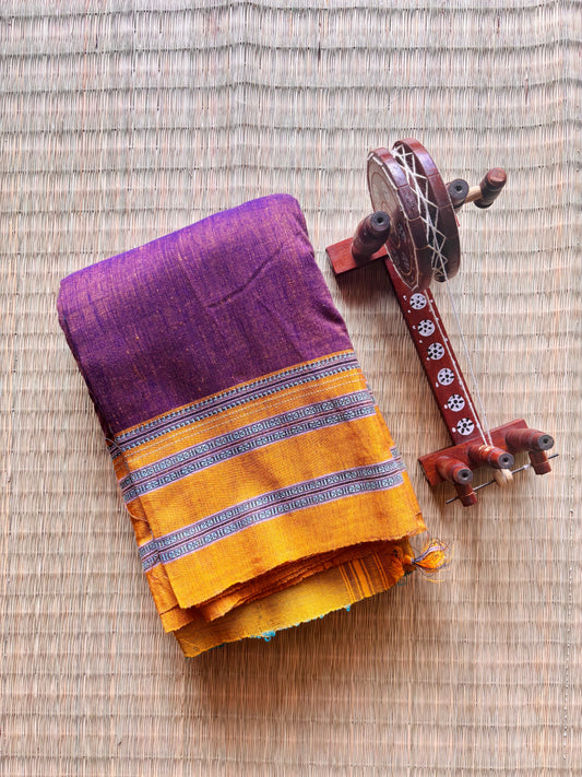 Pink and Mustard Handloom Ilkal Saree