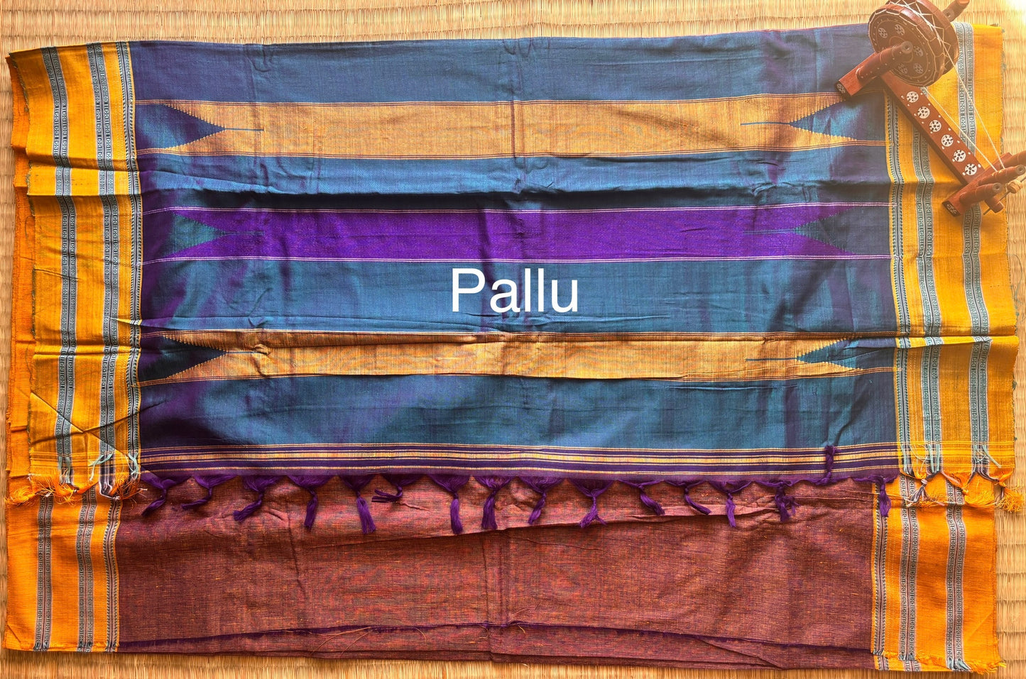 Pink and Mustard Handloom Ilkal Saree