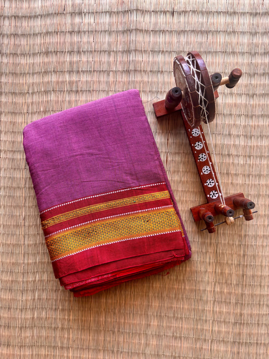 Magenta and Red Handloom Ilkal Saree