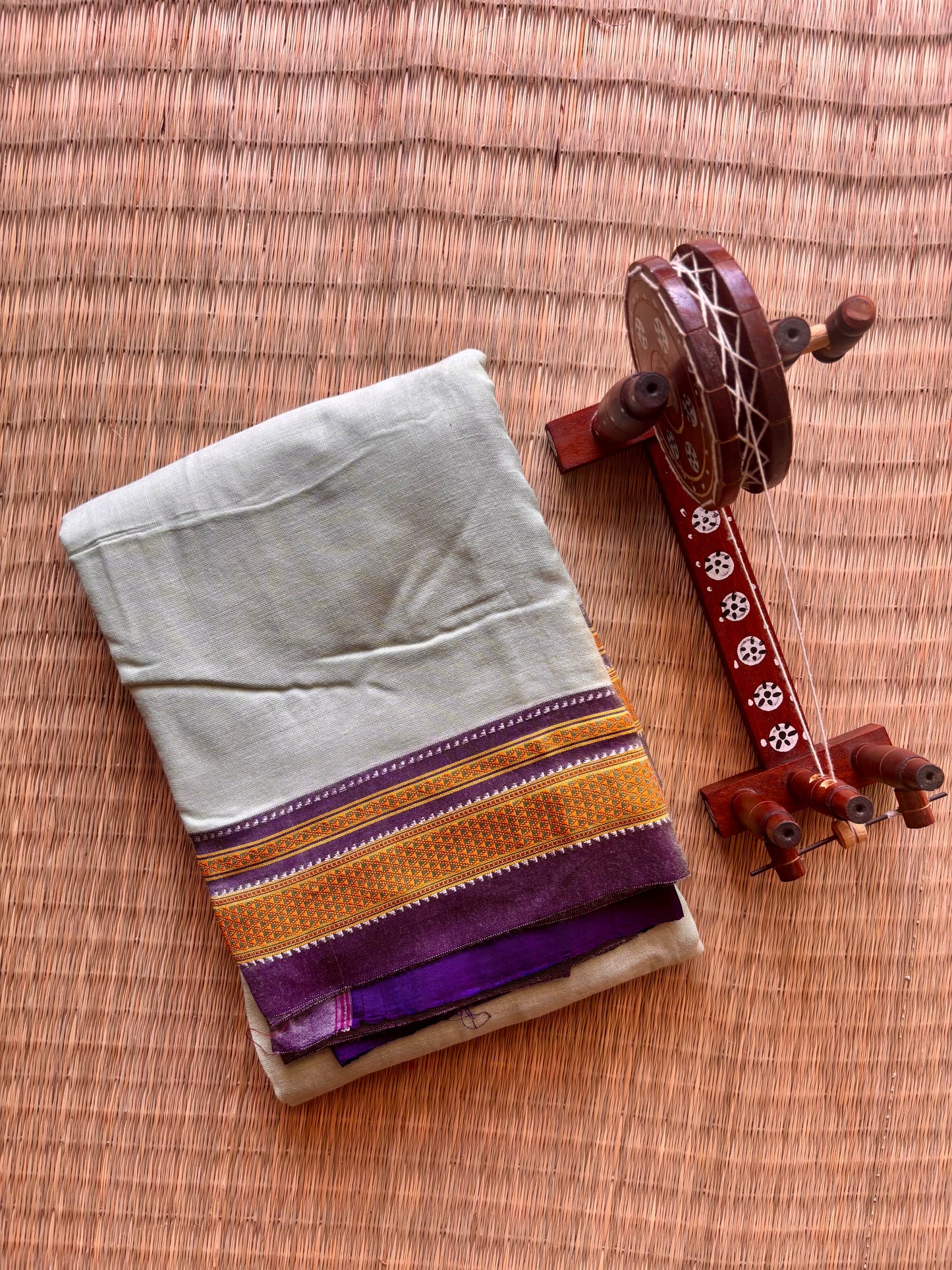 Pale Mint and Violet Handloom Ilkal Saree