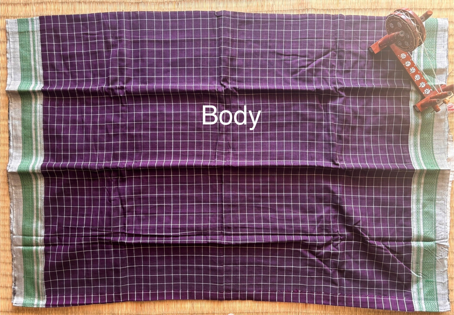 Purple and Grey Checks Handloom Ilkal Saree