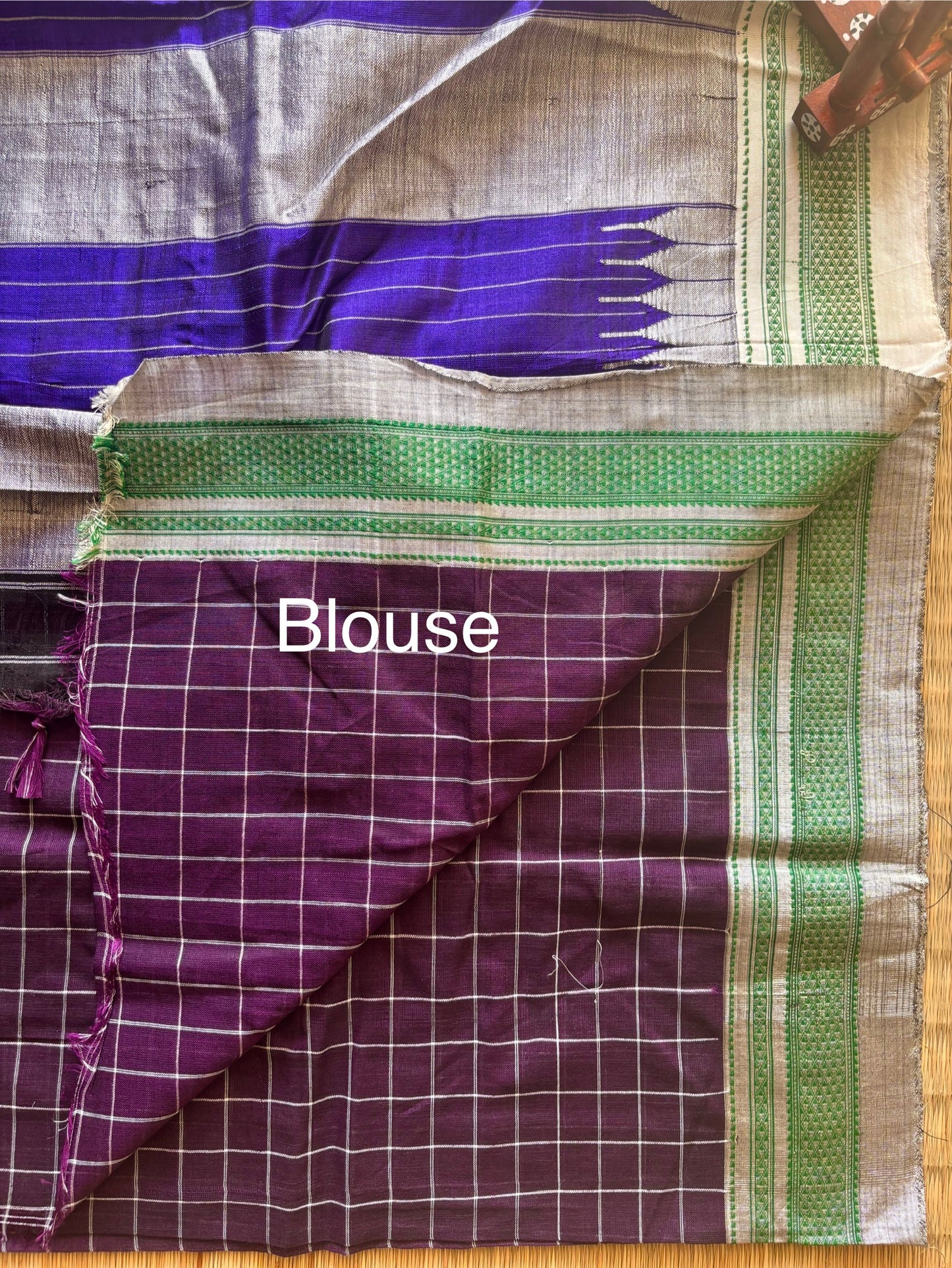 Purple and Grey Checks Handloom Ilkal Saree