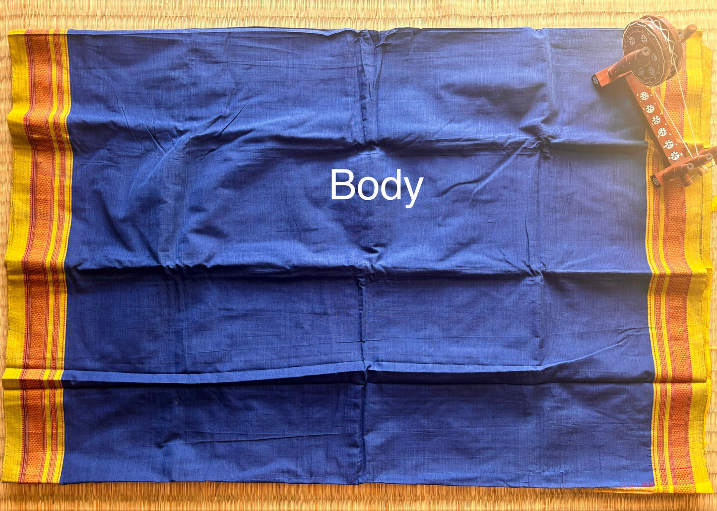 Blue and Mustard Handloom Ilkal Saree