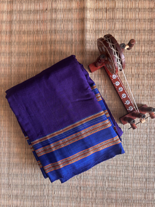 Violet and Blue Handloom Ilkal Saree