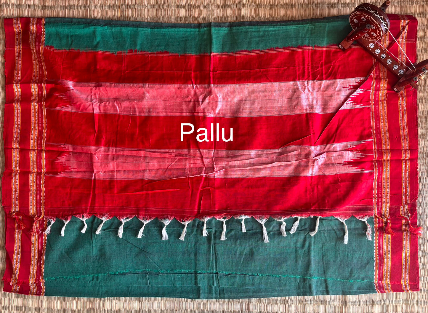 Teal and Sindoor Red Handloom Ilkal Saree