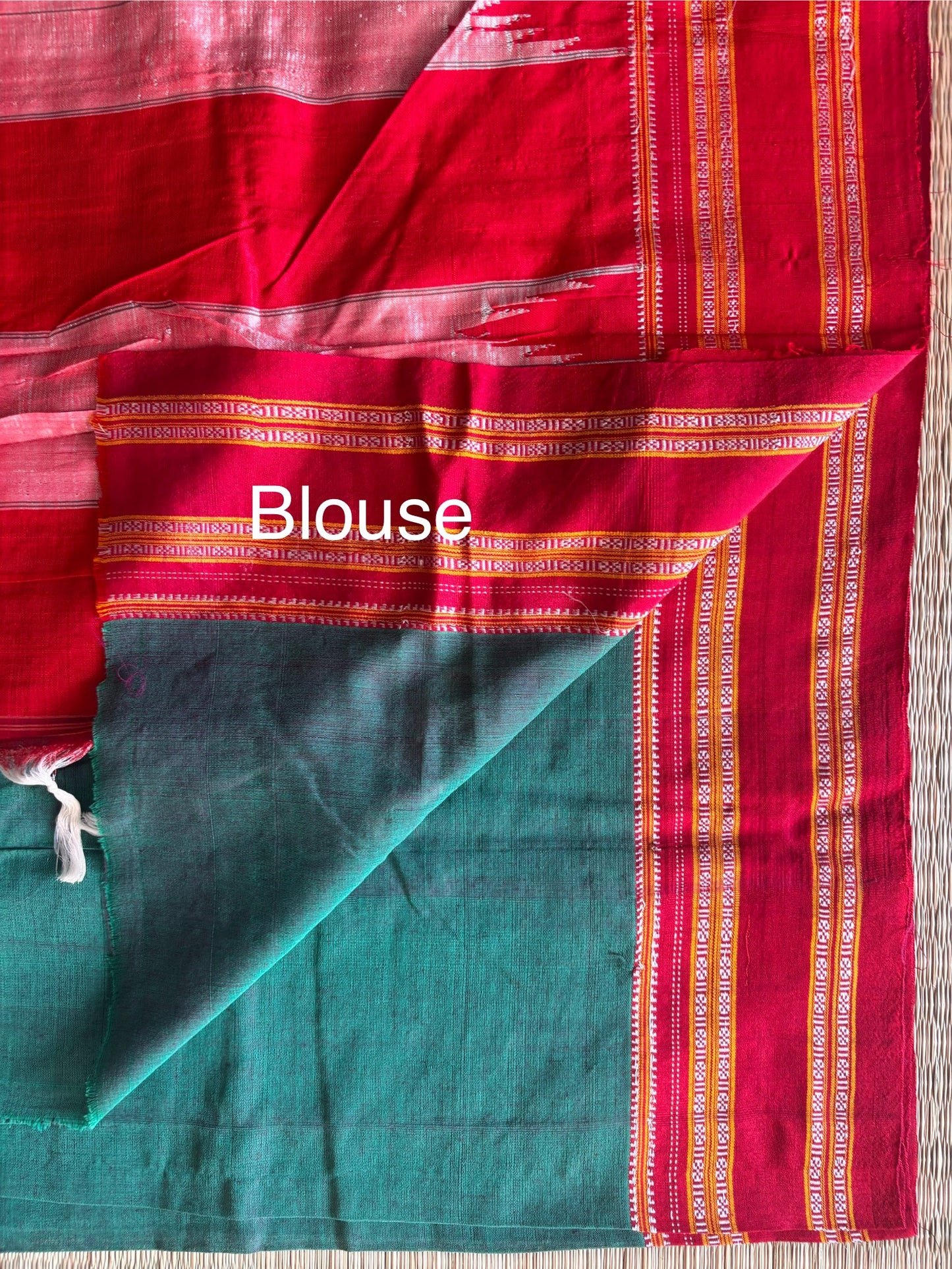 Teal and Sindoor Red Handloom Ilkal Saree