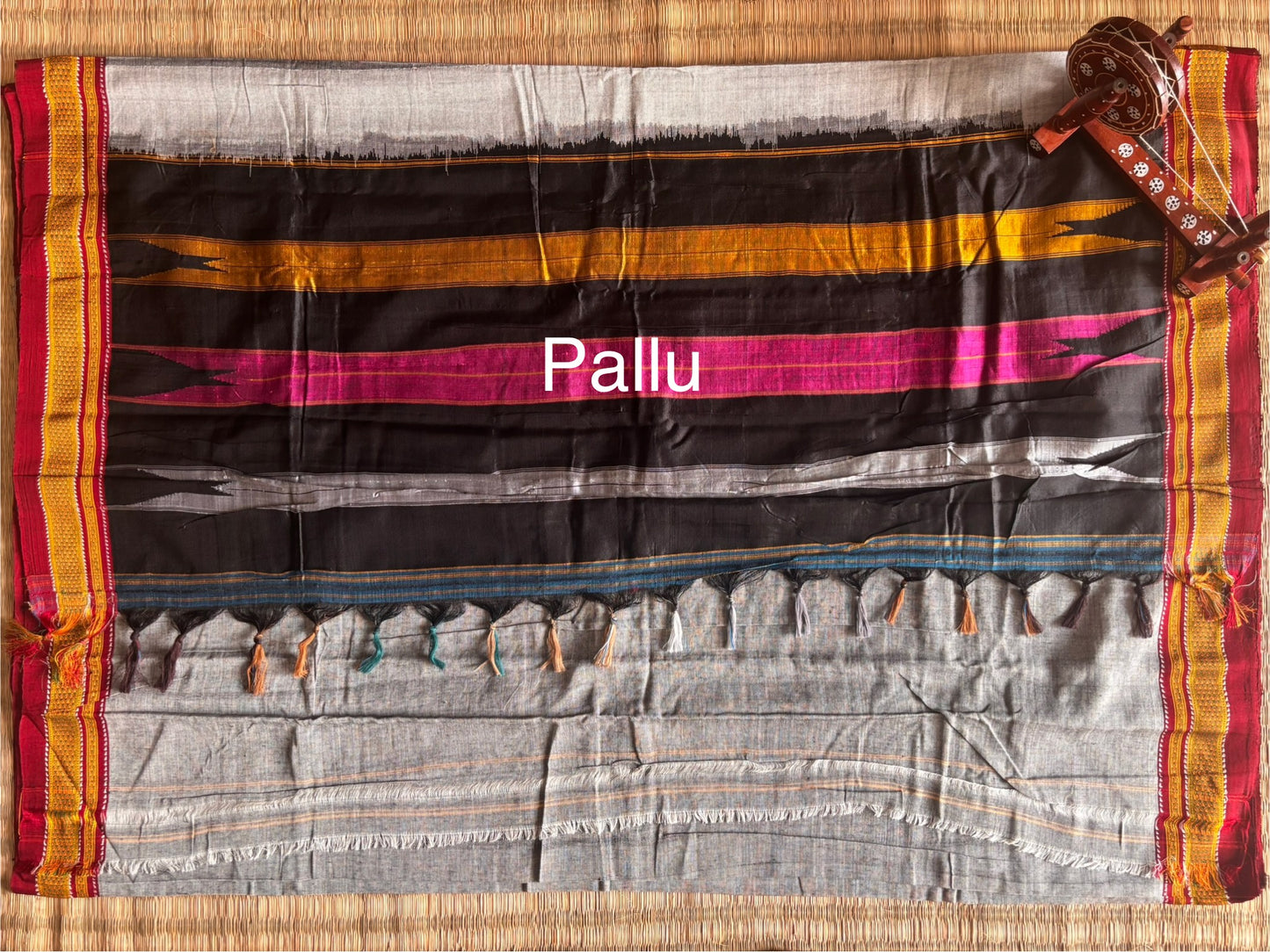 Grey and Maroon Handloom Ilkal Saree