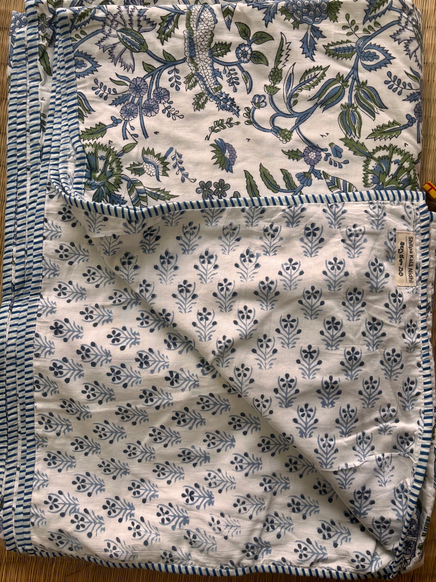Cornflower Blue Pure Cotton Sanganeri Hand Printed Dohar