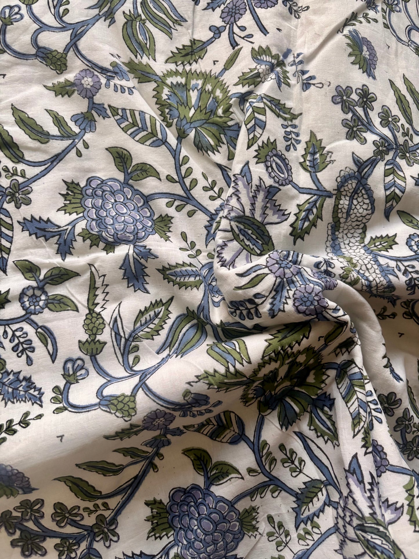 Cornflower Blue Pure Cotton Sanganeri Hand Printed Dohar