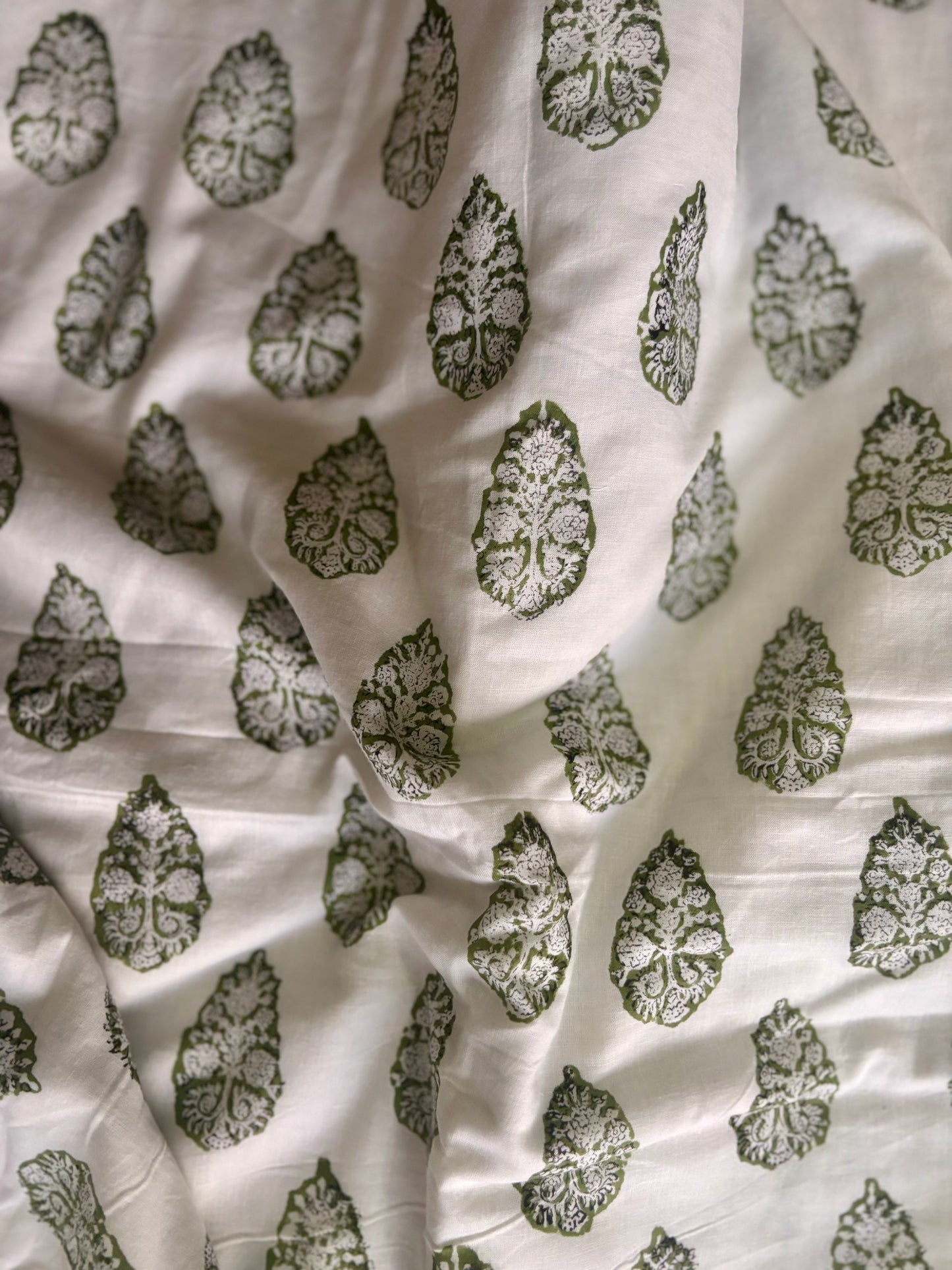 Green Floral Pure Cotton Sanganeri Hand Printed Dohar