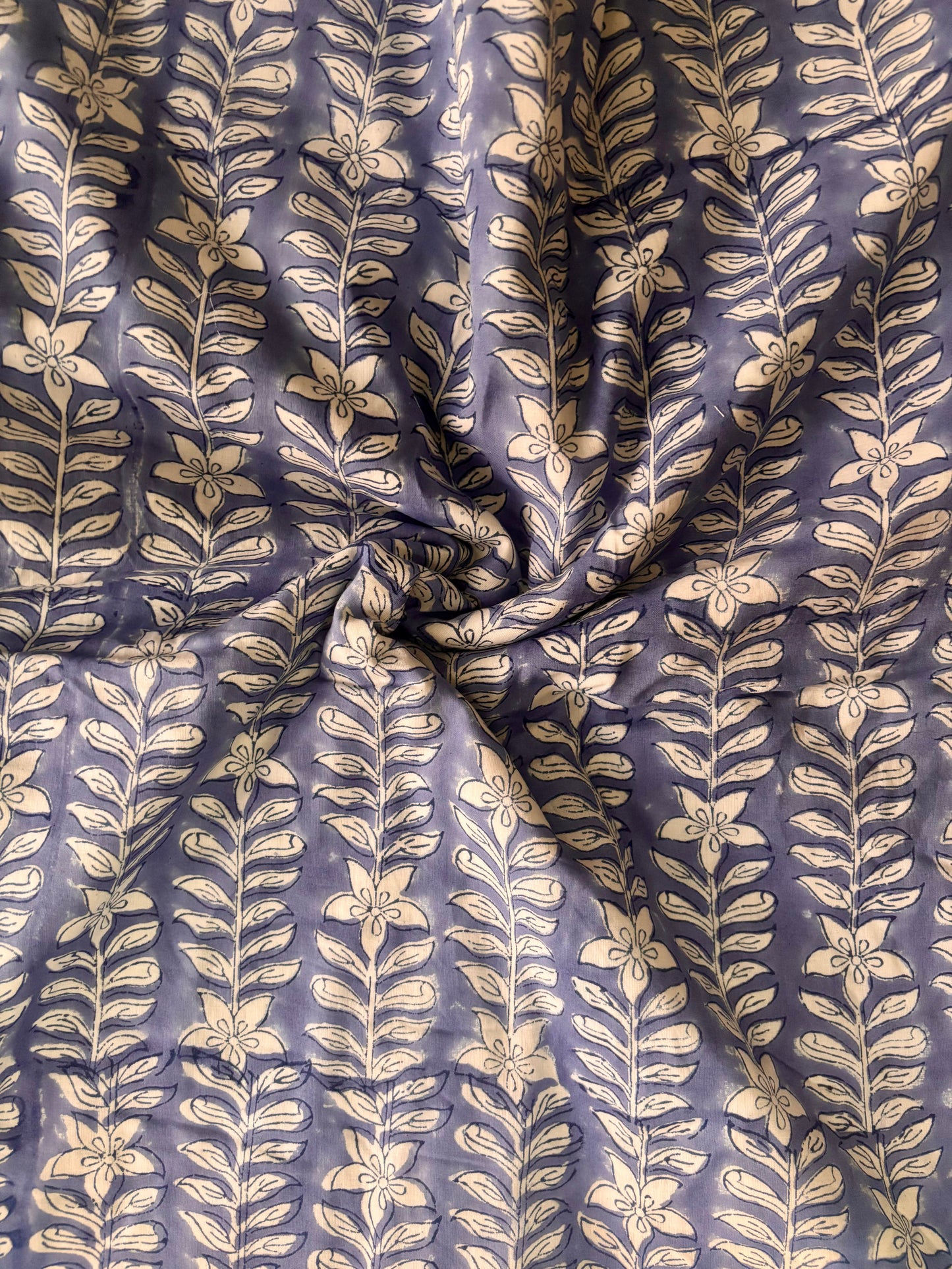 Blue Floral Pure Cotton Sanganeri Hand Printed Dohar