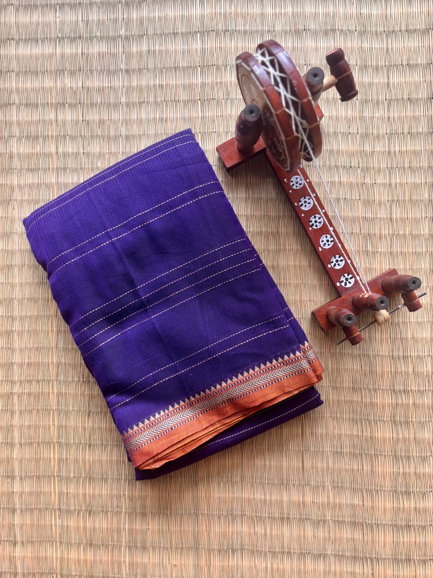Purple & Grey Narayanpet Handloom Cotton Saree