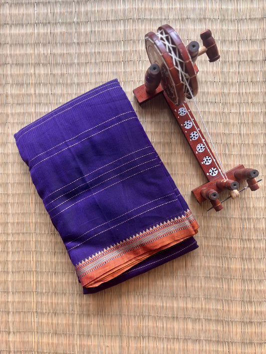 Purple & Grey Narayanpet Handloom Cotton Saree