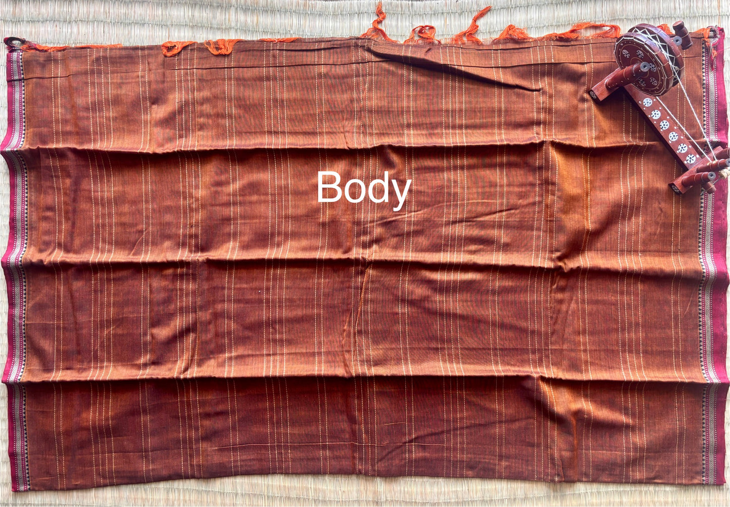 Earthy Brown & Maroon Narayanpet Handloom Cotton Saree