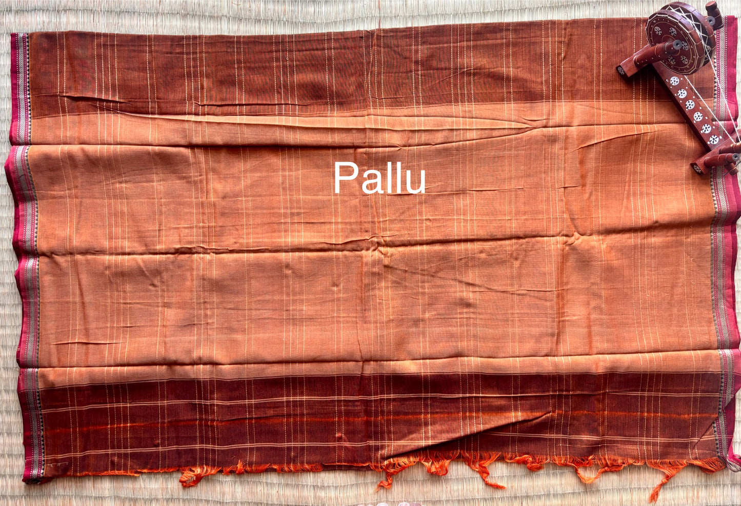Earthy Brown & Maroon Narayanpet Handloom Cotton Saree