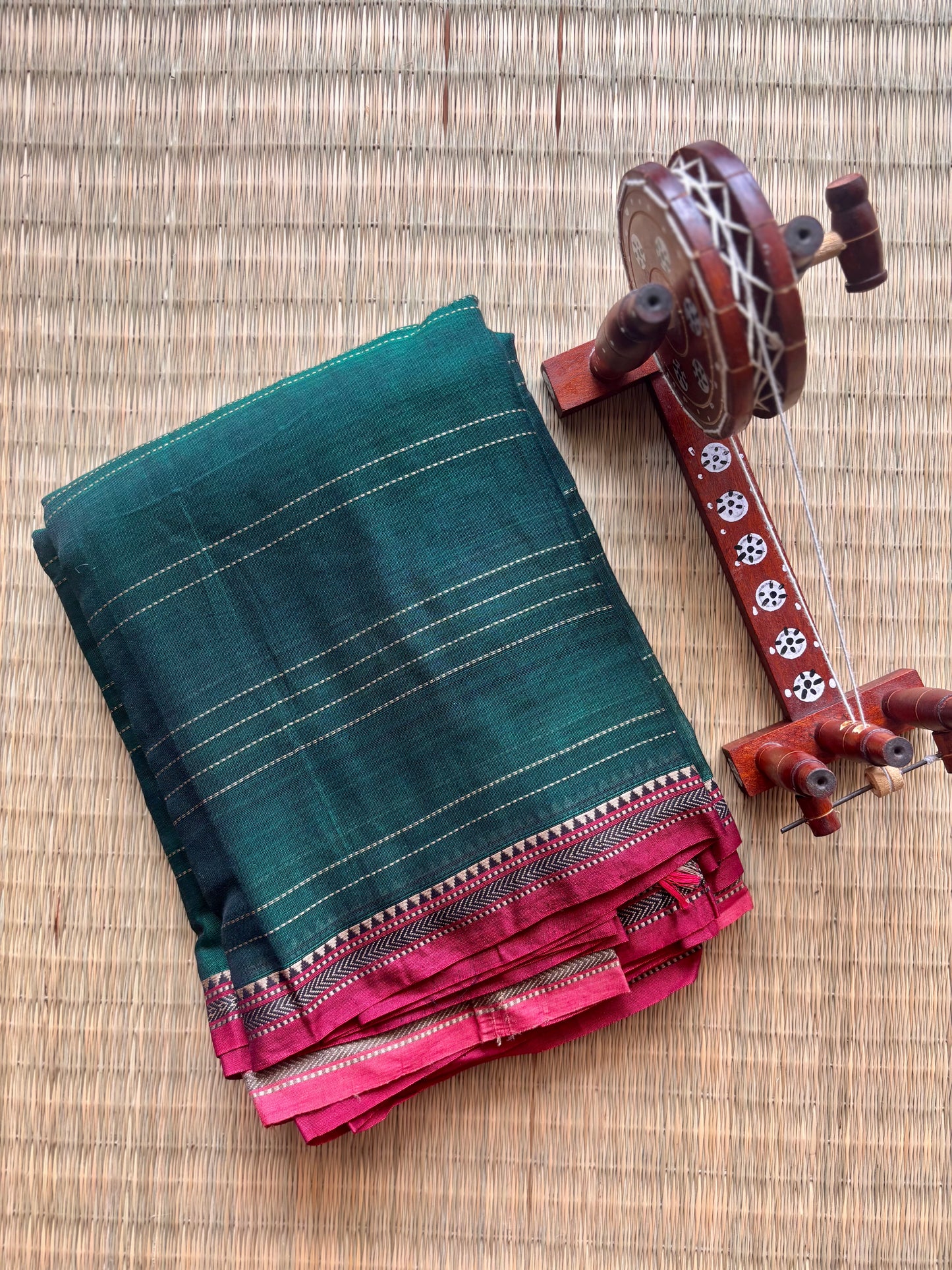 Green Narayanpet Handloom Cotton Saree