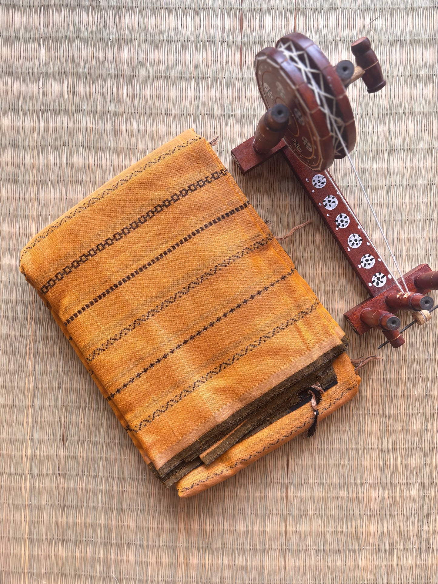 Mustard Narayanpet Handloom Cotton Saree