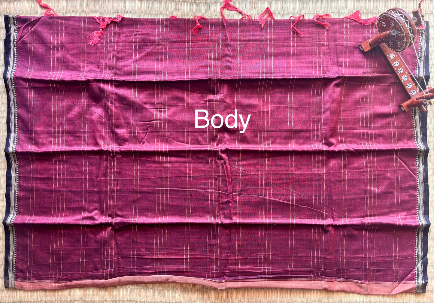 Plum & Black Narayanpet Handloom Cotton Saree