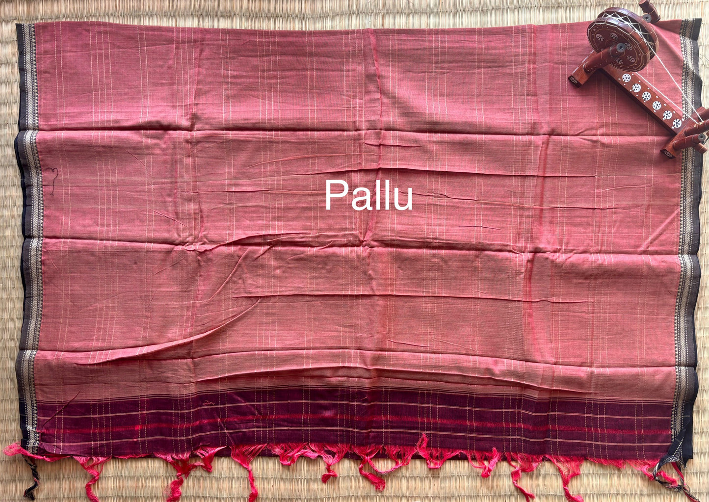 Plum & Black Narayanpet Handloom Cotton Saree
