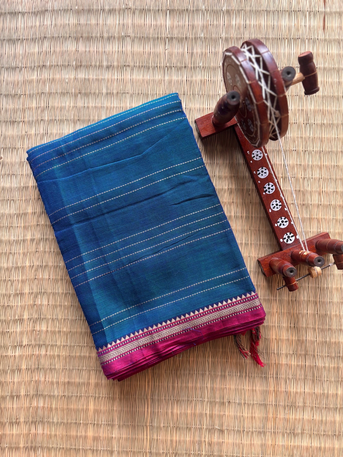 Blue Narayanpet Handloom Cotton Saree