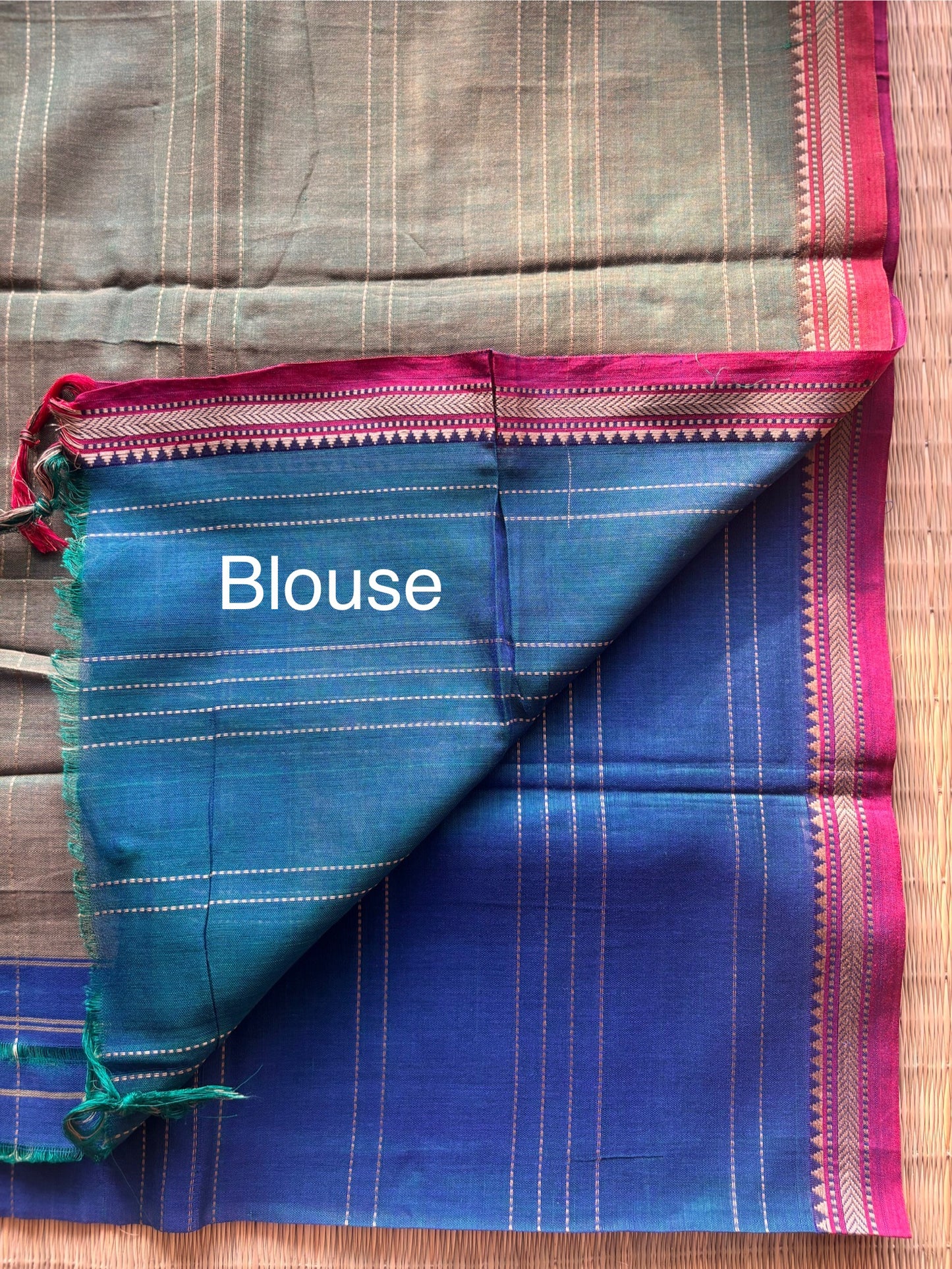 Blue Narayanpet Handloom Cotton Saree