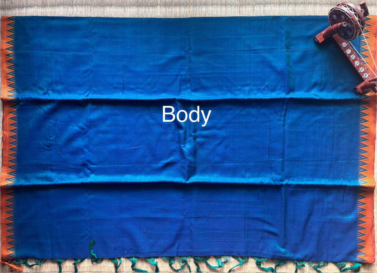 Cobalt Blue Narayanpet Cotton Saree with Temple Border
