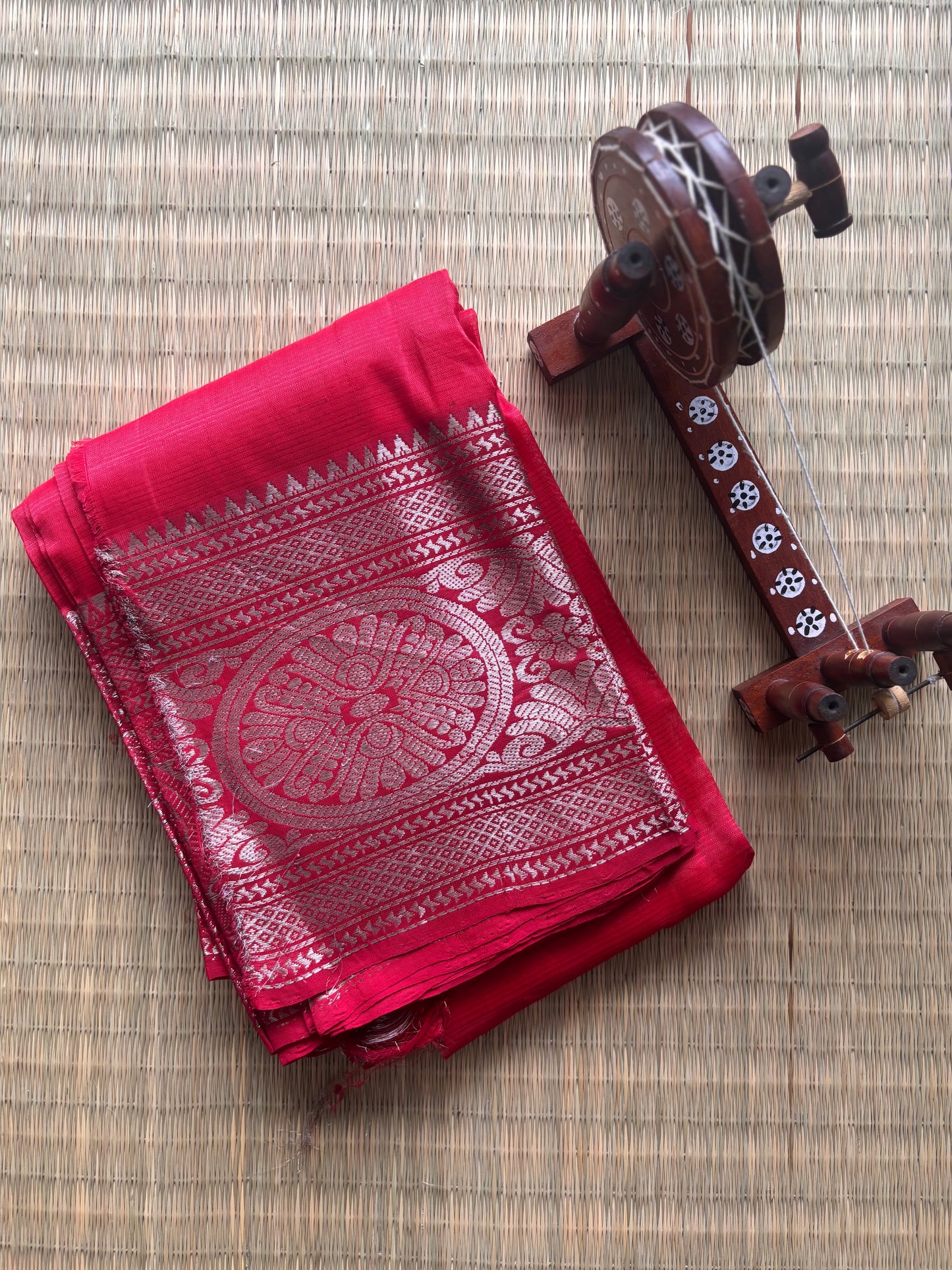 Red Mangalagiri Handloom Silk Saree