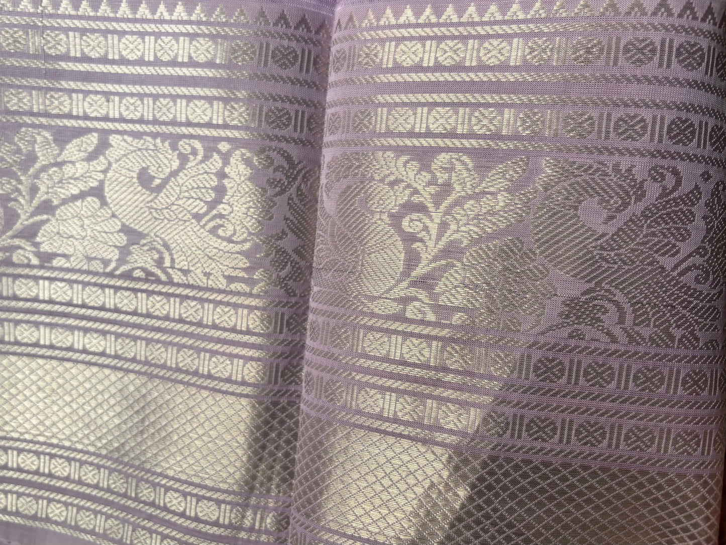 Lilac & Maroon Mangalagiri Handloom Silk Saree