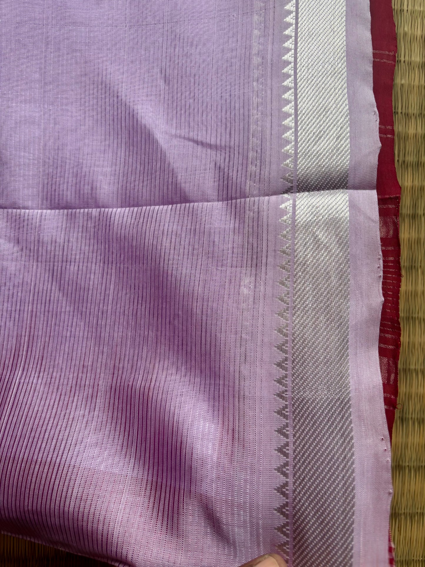 Lilac & Maroon Mangalagiri Handloom Silk Saree