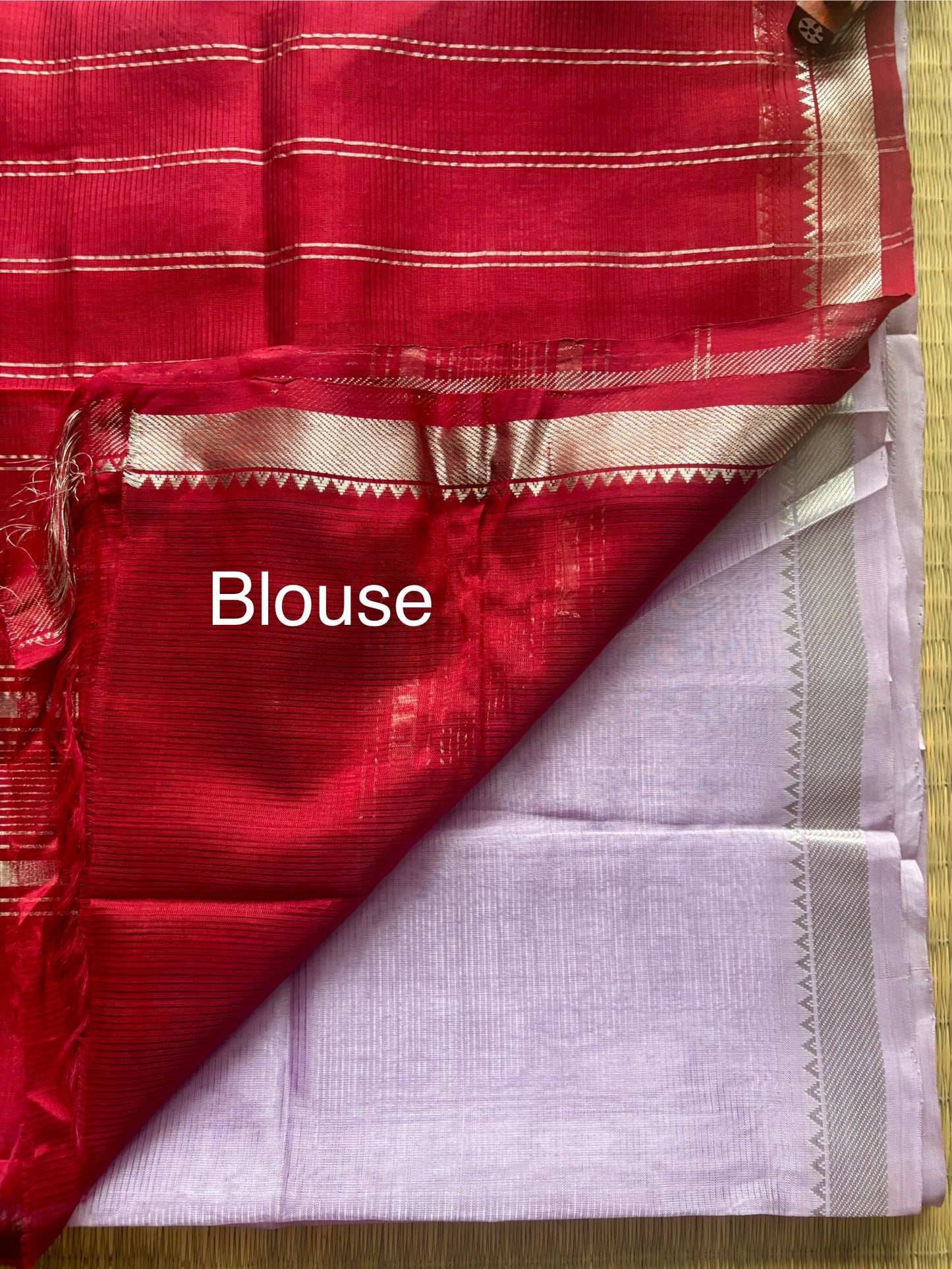 Lilac & Maroon Mangalagiri Handloom Silk Saree