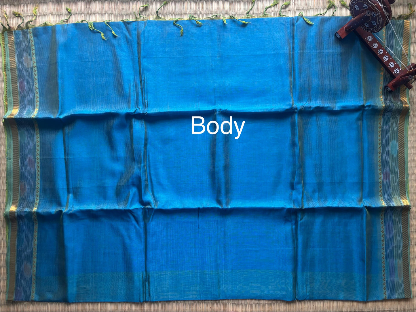 Powder Blue Mangalagiri Handloom Silk Saree with Pochampally Border