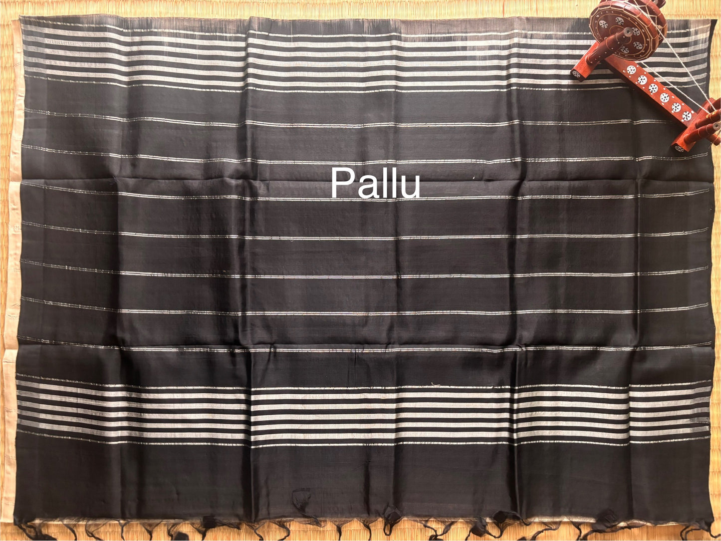Beige Mangalagiri Handloom Silk Saree with Straight Zari Lines