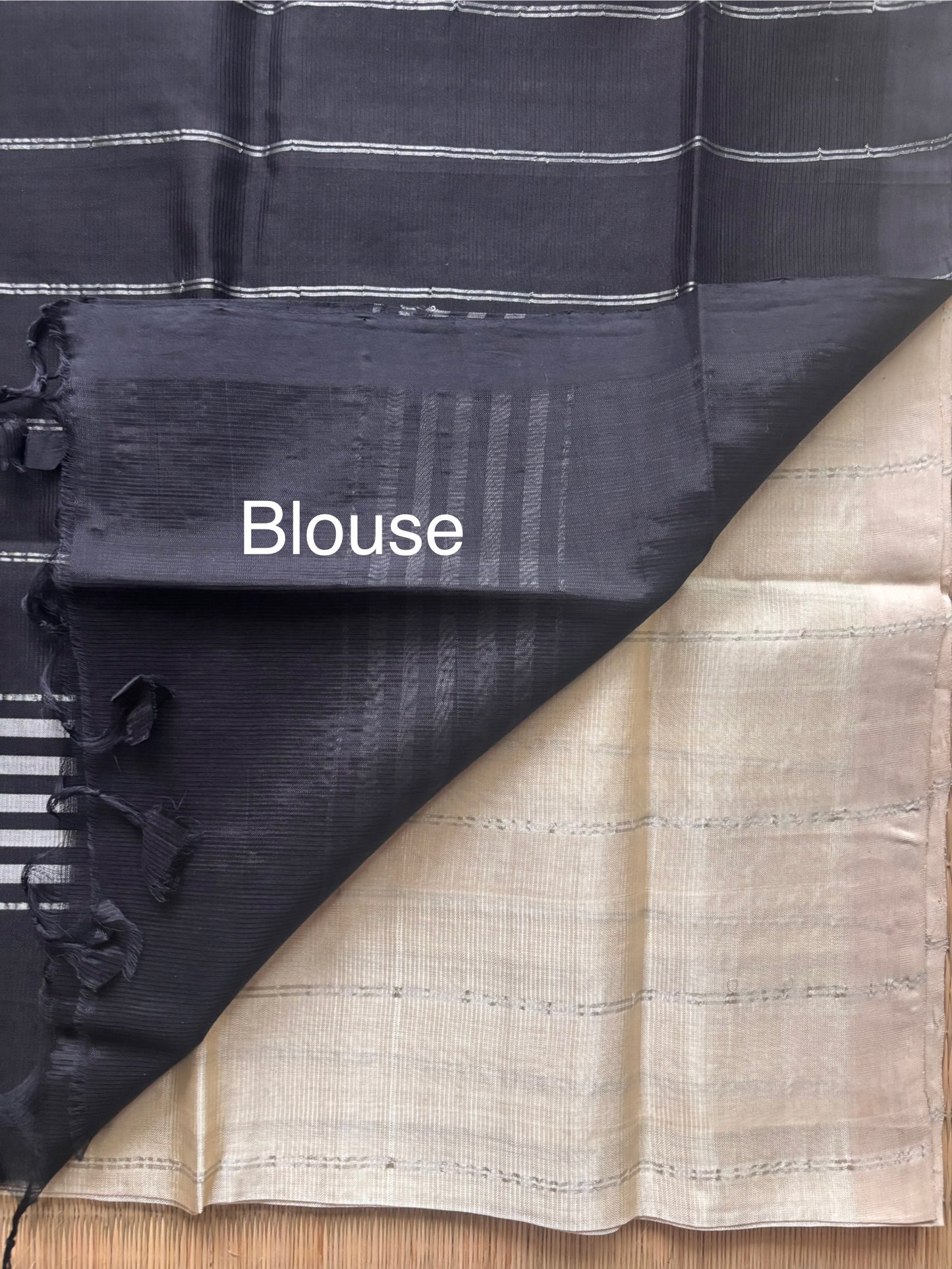 Beige Mangalagiri Handloom Silk Saree with Straight Zari Lines