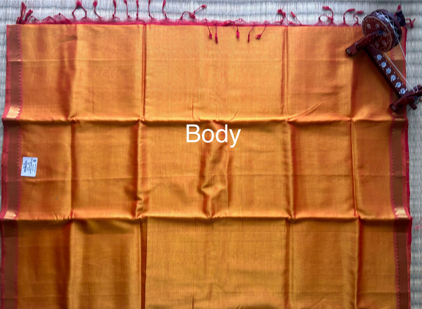 Orange & Pink Classic Mangalagiri Handloom Silk Saree