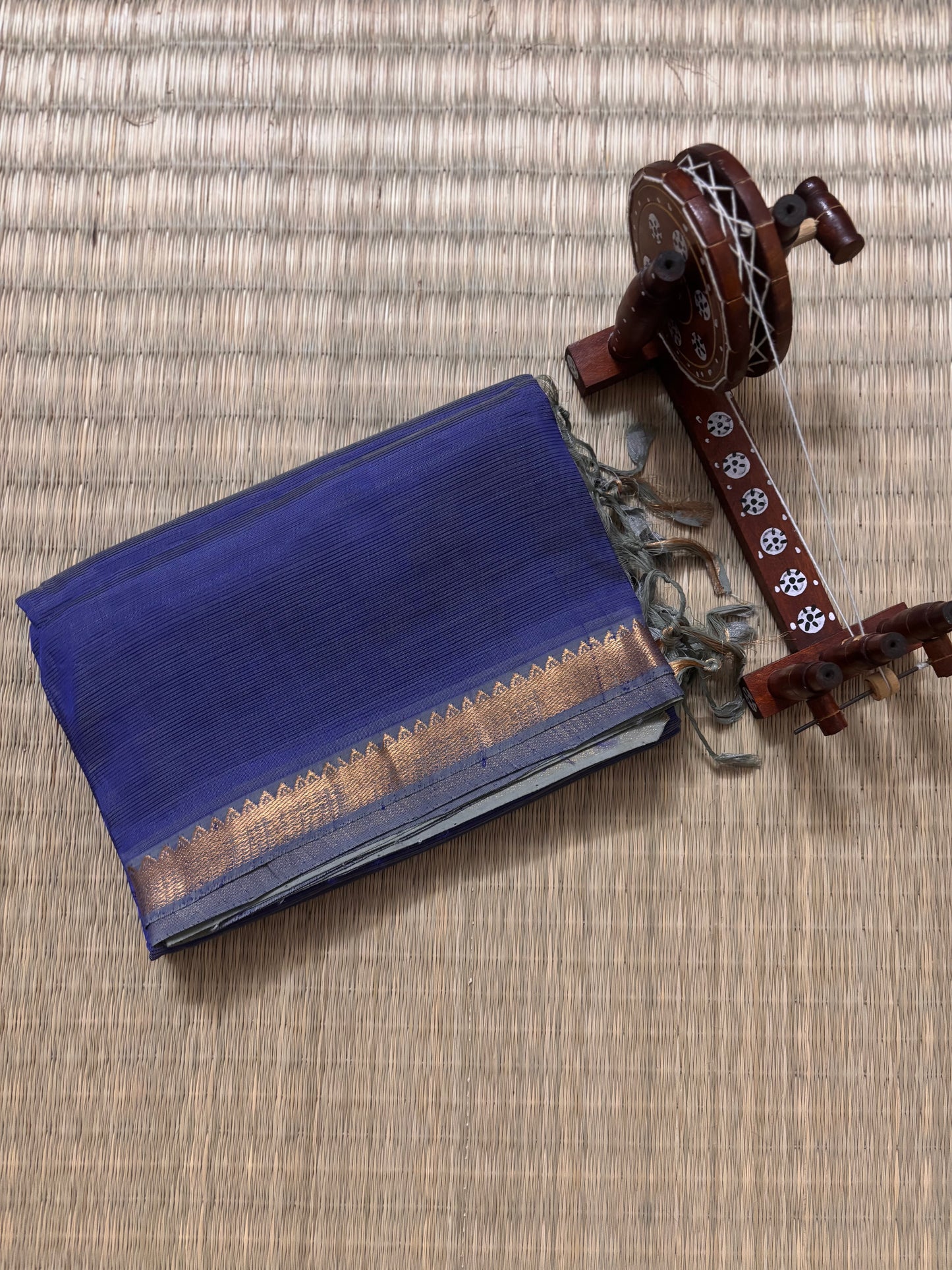 Blue & Grey Classic Mangalagiri Handloom Silk Saree